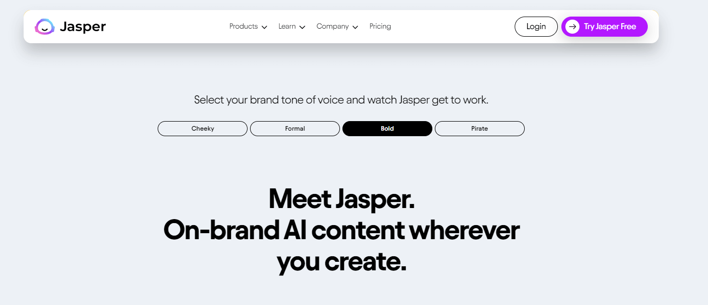 Jasper AI -kuvakaappaus Chatbot