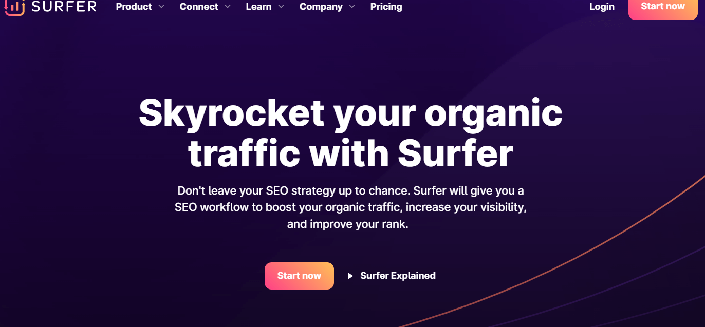 Surfer.io - Näyttökuva verkkosivusta